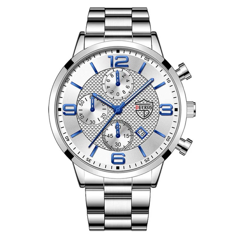Reloj Hombre Luxury Business Men Watchs Stainless Steel Quartz Wristwatch Male Leather Calendar Luminous Clock Relogio Masculino