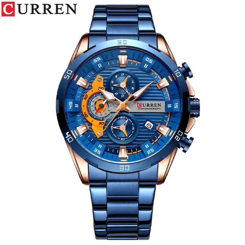 Stainless Steel Watches for Mens Creative Fashion Luminous Dial with Chronograph Clock Male Casual Wristwatches