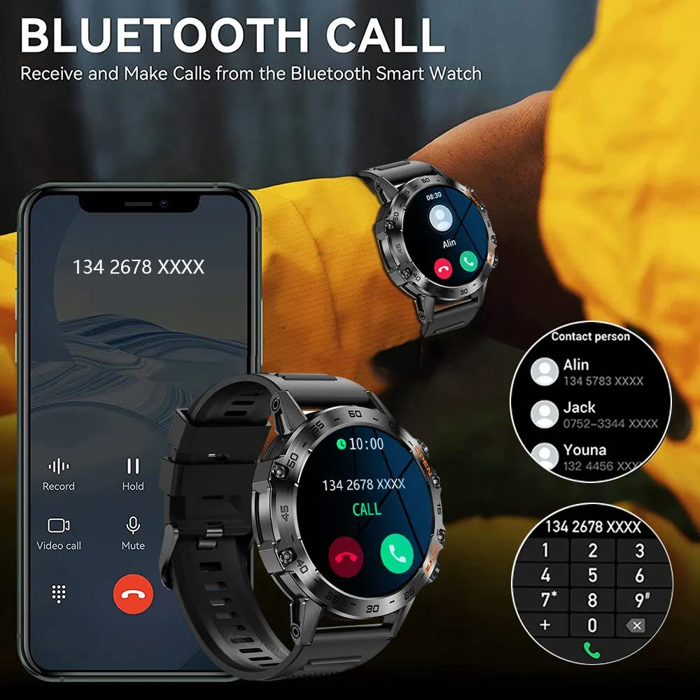 Steel 1.39" Bluetooth Call Smart Watch Men Sports Fitness Tracker Watches IP67 Waterproof Smartwatch for Android IOS K52