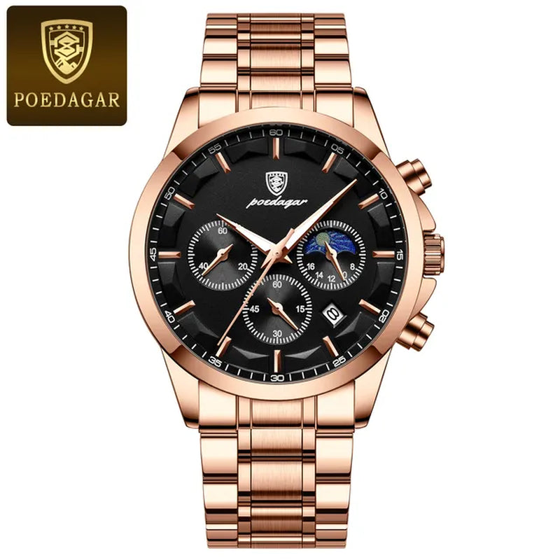 Men Quartz Watch Luxury Sports Waterproof Chronograph Luminous Date Man Wristwatch Business Leather Men'S Watches Clock