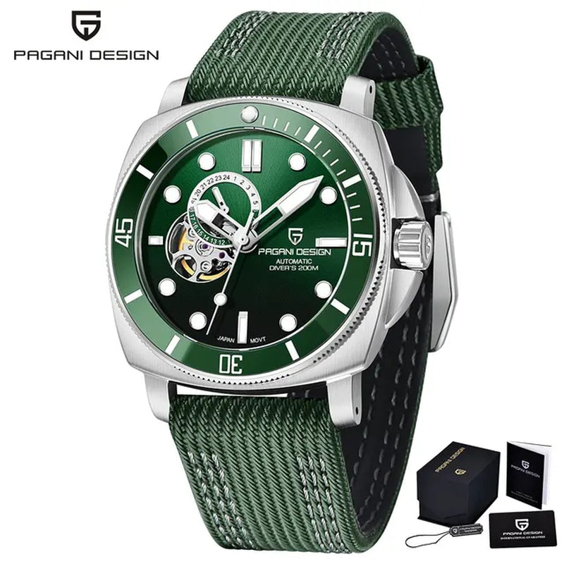 Brand Sports Men Mechanical Watch Fashion Sapphire 200M Waterproof Automatic Timecode Relogio Masculino 2024 New