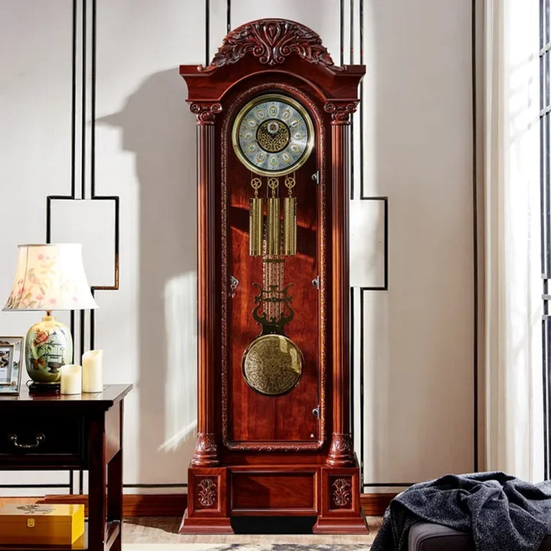 European Style Mechanical Clock Rosewood the Grandfather Clock Living Room Villa New Retro Vertical Large Pendulum Clock