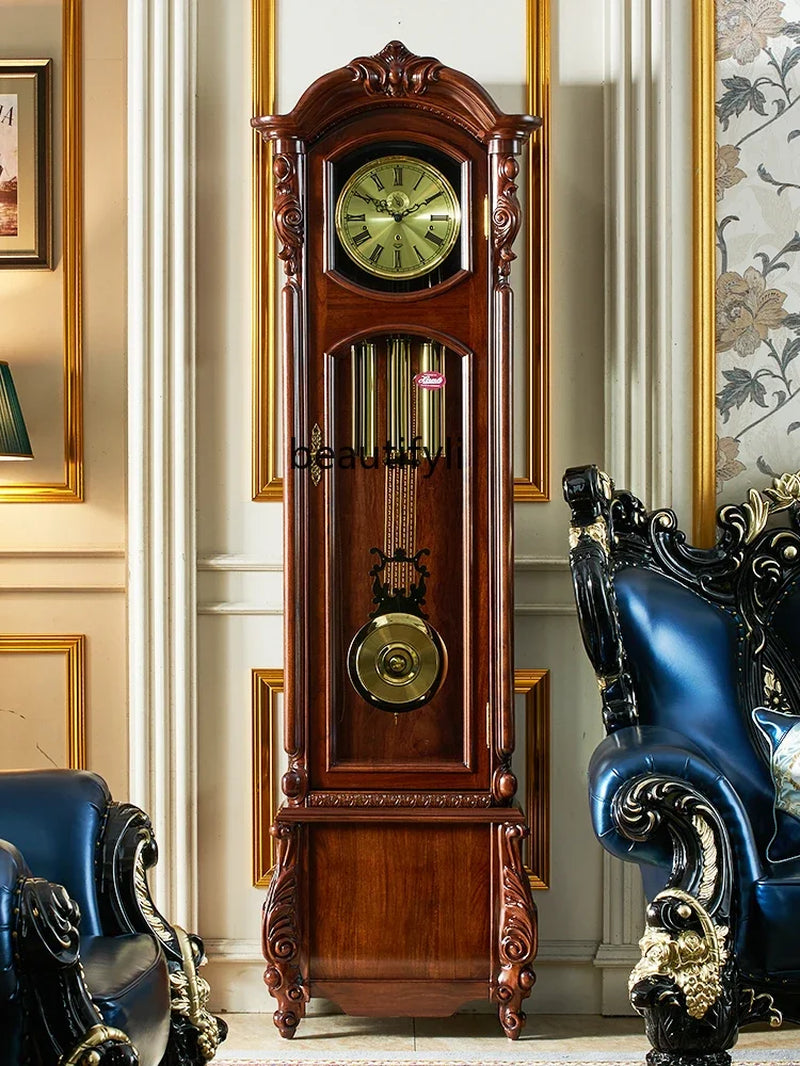 European Style Mechanical Clock Rosewood the Grandfather Clock Living Room Villa New Retro Vertical Large Pendulum Clock
