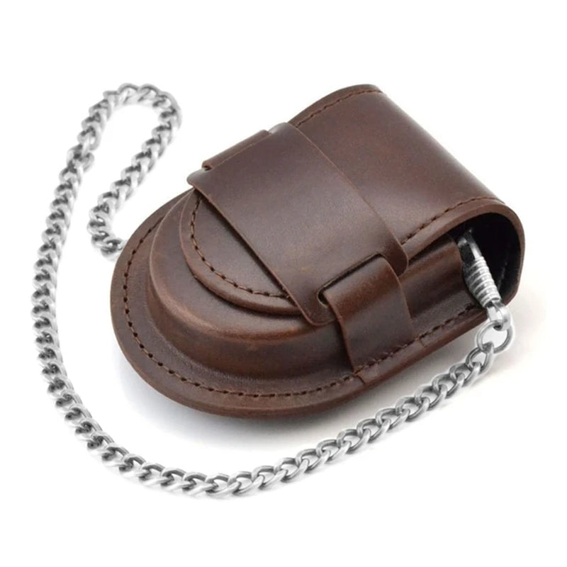 Pocket Watch Leather Cases Protector Holder Waist Bag with Chain Gift for Christmas Anniversary Birthday Easy Use