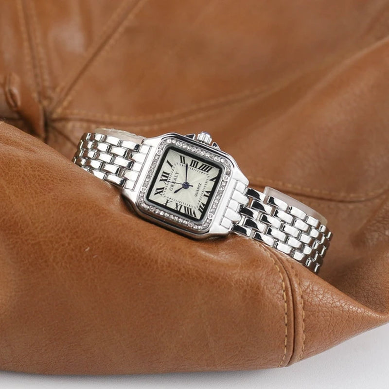 Luxury Fashion Square Women'S Watches Brand Ladies Quartz Wristwatch Classic Silver Simple Femme Steel Band Relogio Feminino