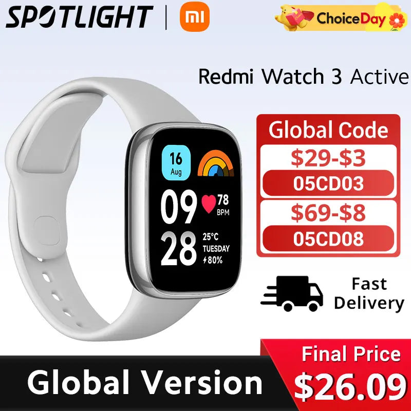 [World Premiere]  Redmi Watch 3 Active1.83'' LCD Display Blood Oxygen Heart Rate Bluetooth Voice Call 100+ Sport Modes