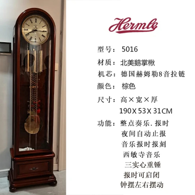 German Hermle Floor Clock, Living Room, Household European Grandfather Clock, Chinese Retro Creativity, Polaris Vertical Pendulu