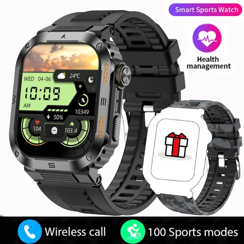 Rugged and Durable Military Smart Watch Ip68 Waterproof 2.01 '' HD Display Bluetooth Voice Smart Watch for Android IOS XIAOMI