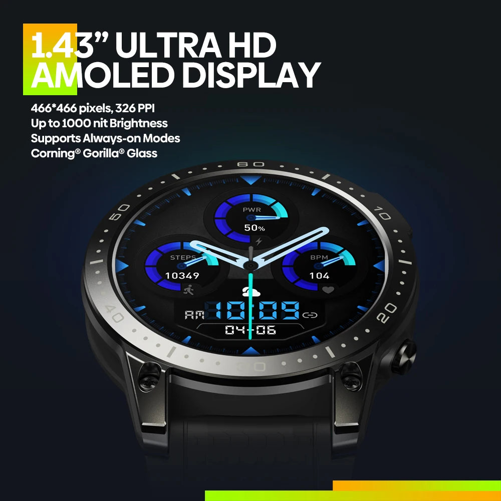 New  Ares 3 Pro Ultra HD AMOLED Display Voice Calling Smart Watch 100+ Sports Modes 24H Health Monitor Smartwatch for Men