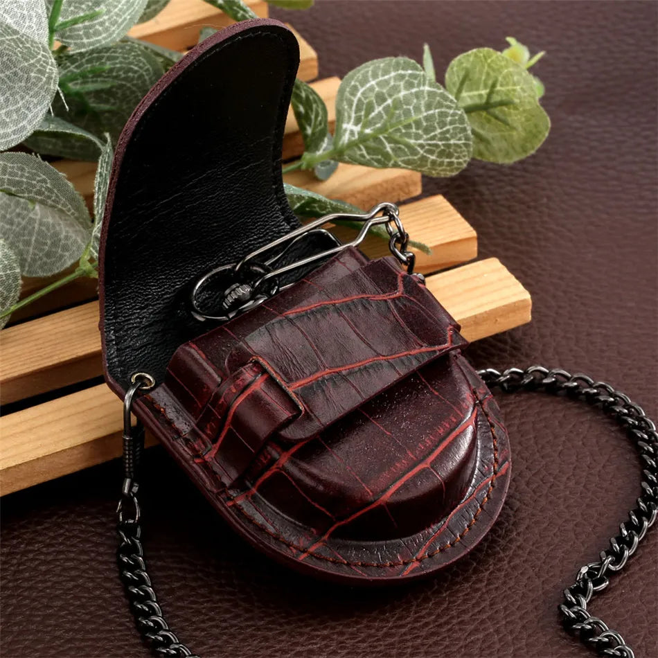 Old Fashion Pocket Watch PU Leather Bag Belt Accessories Steampunk Vintage Holder Storage Purse Bags for Fob Pocket Clock Gifts