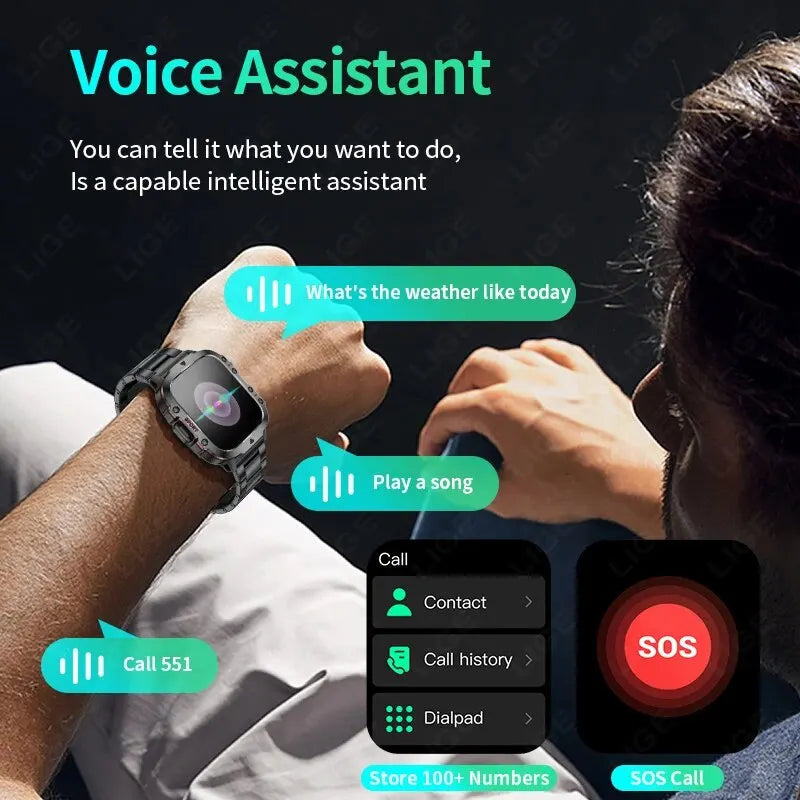 New Smart Watch 1.96 Inch Screen 420 Mah Bluetooth Call Voice Assistant Watch Sports Fitness Waterproof Smartwatch for Men