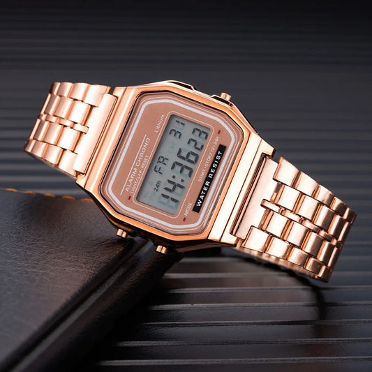 Luxury Women'S Rose Gold Silicone Watches Women Fashion LED Digital Clock Casual Ladies Electronic Watch Reloj Mujer 2022