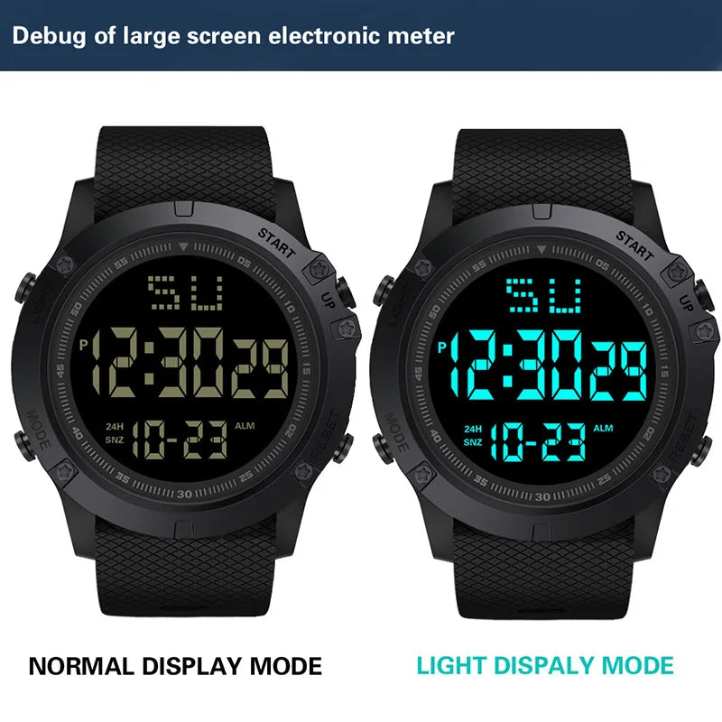 Men Sport Watch Multifunction Military Sports Watch Waterproof Luminous LED Digital Kids Watch Big Dial Student Electronic Watch