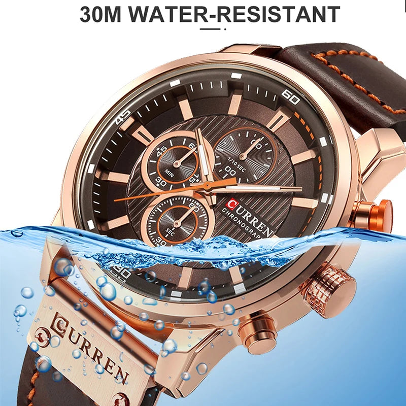 Brand Watch Men Leather Sports Watches Men'S Army Military Quartz Wristwatch Chronograph Male Clock Relogio Masculino
