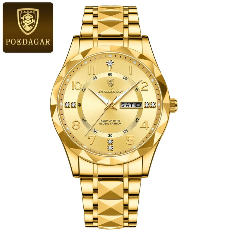 Luxury Men Quartz Watch Waterproof Date Week Luminous Wristwatch Stainless Steel Men'S Watches Male Clock Sports Reloj