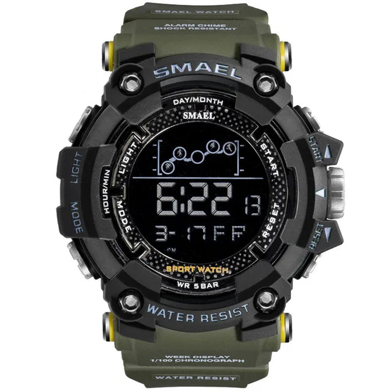 Mens Watch Military Water Resistant Sport Watches Army Big Dial Led Digital Wristwatches Stopwatches for Male 1802 Clock
