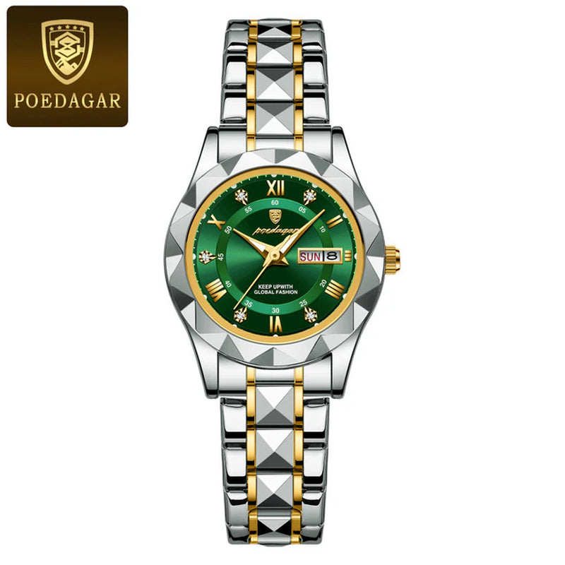 Luxury Ladies Dress Watch Luminous Waterproof Week Date Woman Wristwatch Stainless Steel Women Quartz Watches Reloj+Box