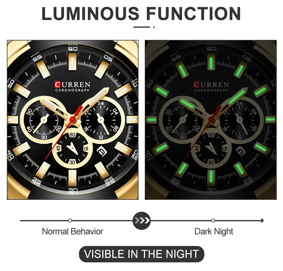 Men’S Watches Top Brand Big Sport Watch Luxury Men Military Steel Quartz Wrist Watches Chronograph Gold Design Male Clock