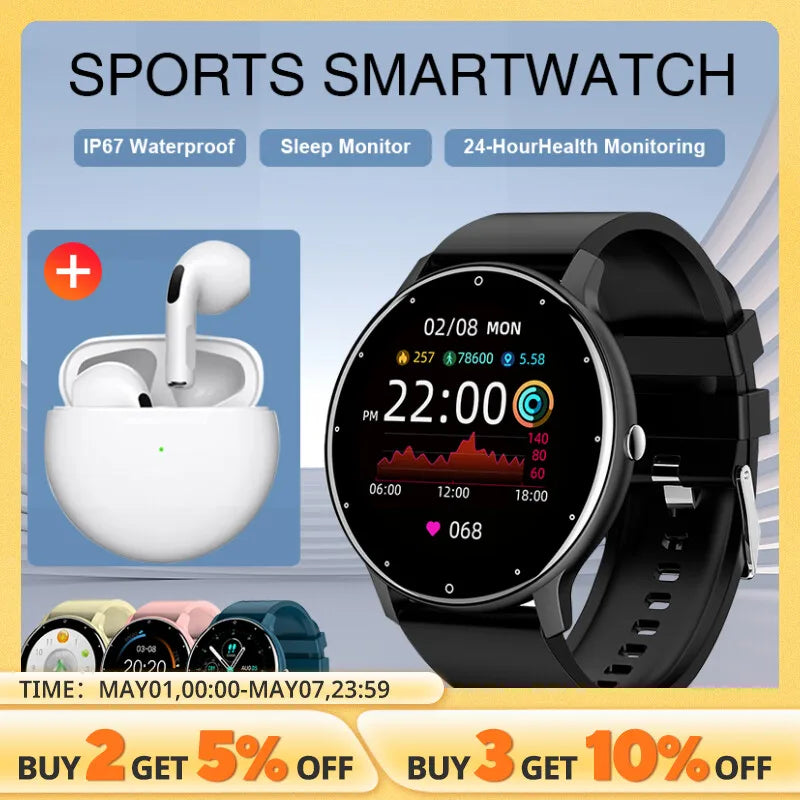 2024 New Men Smart Watch Real-Time Activity Tracker Heart Rate Monitor Sports Women Smart Watch Men Clock for Android IOS