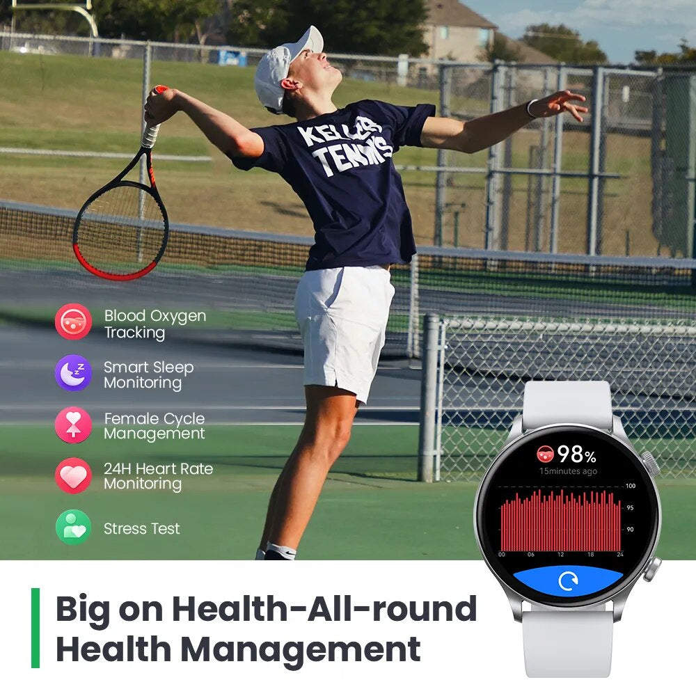 Solar plus RT3 Smart Watch Bluetooth Phone Call 1.43"AMOLED Display Smartwatch Health Monitor IP68 Waterproof Sport Watch