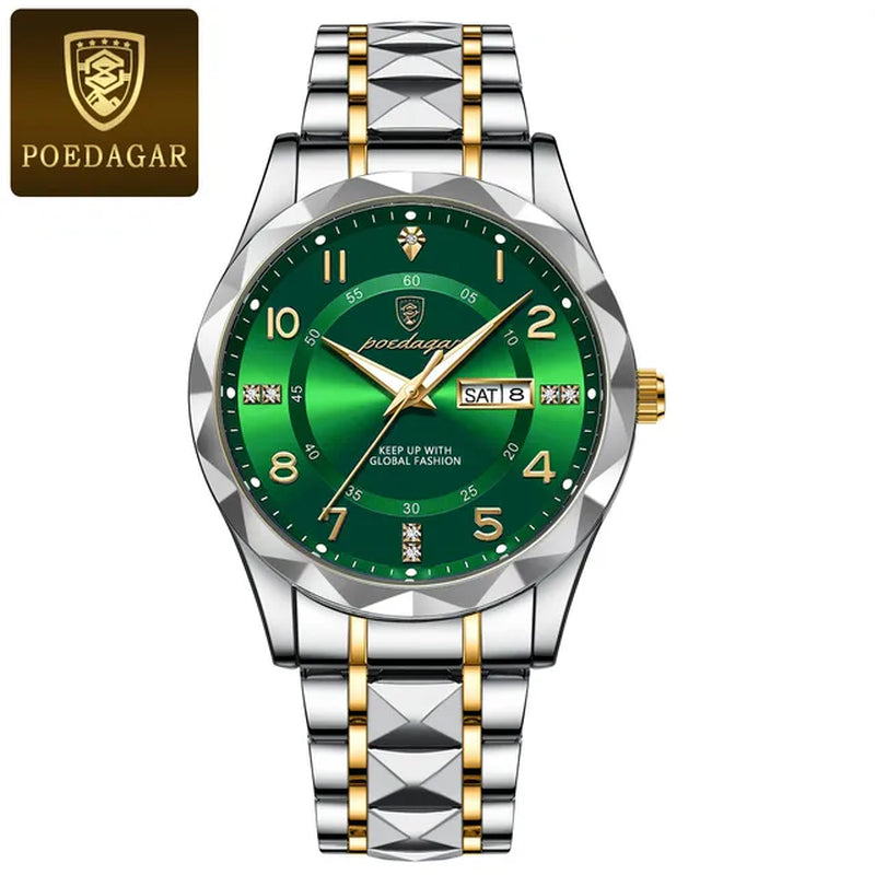 Luxury Men Quartz Watch Waterproof Date Week Luminous Wristwatch Stainless Steel Men'S Watches Male Clock Sports Reloj
