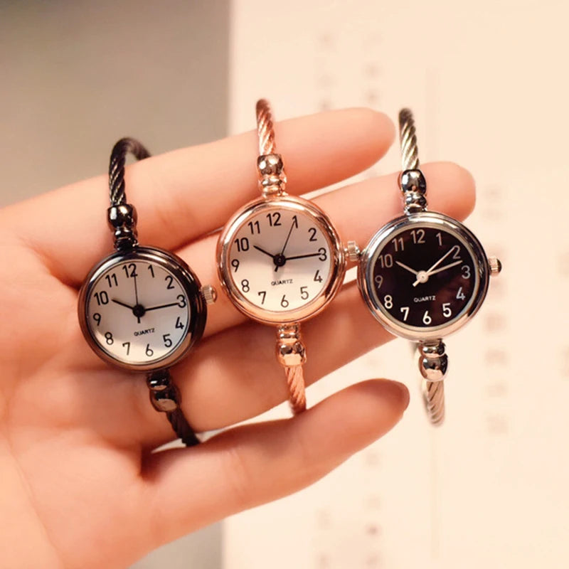 Women Watches Small Gold Bangle Bracelet Watch Stainless Steel Retro Ladies Quartz Wristwatch Clock Fashion Dress Watch