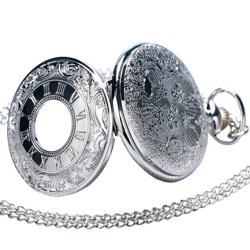 Vintage Charm Black Unisex Fashion Roman Number Quartz Steampunk Pocket Watch Women Man Necklace Pendant with Chain Gifts P427