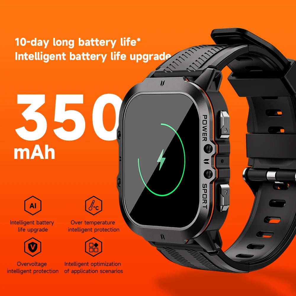New C26 Smart Watch 100+ Sports Modes Bluetooth Call Smartwatch 1.96" AMOLED Display 1ATM Waterproof Outdoor Military Wristwatch