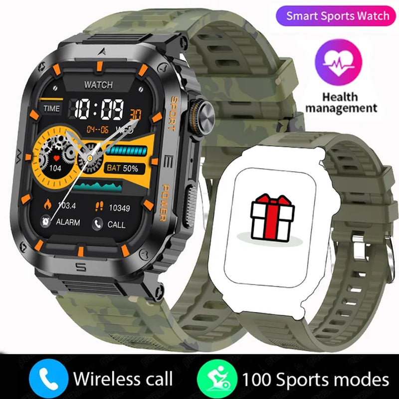 Rugged and Durable Military Smart Watch Ip68 Waterproof 2.01 '' HD Display Bluetooth Voice Smart Watch for Android IOS XIAOMI