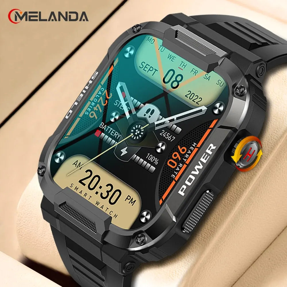 1.85 Outdoor Military Smart Watch Men Bluetooth Call Smartwatch for Android IOS IP68 Waterproof Sports Fitness Watches